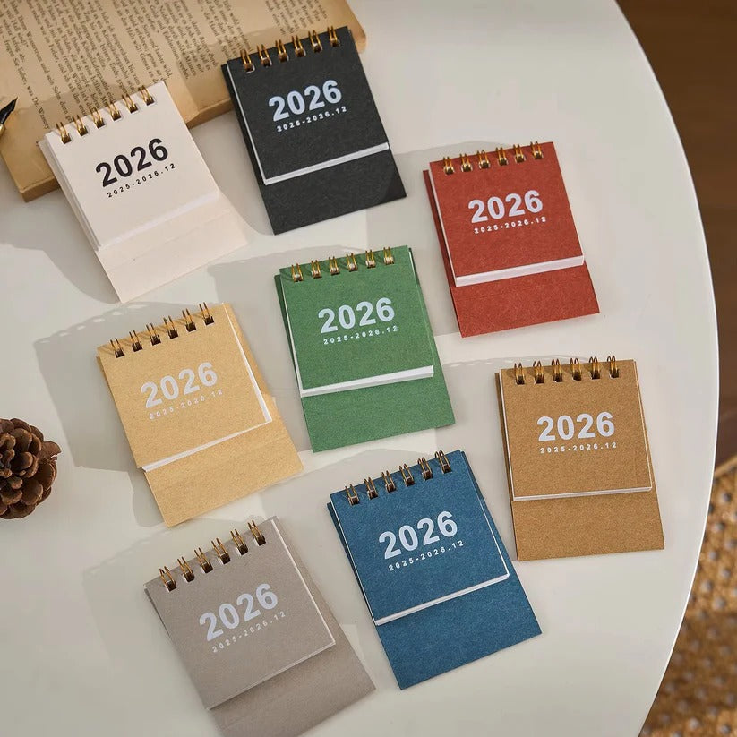 2026 Compact Desk Calendar with Integrated Stand for Easy Access