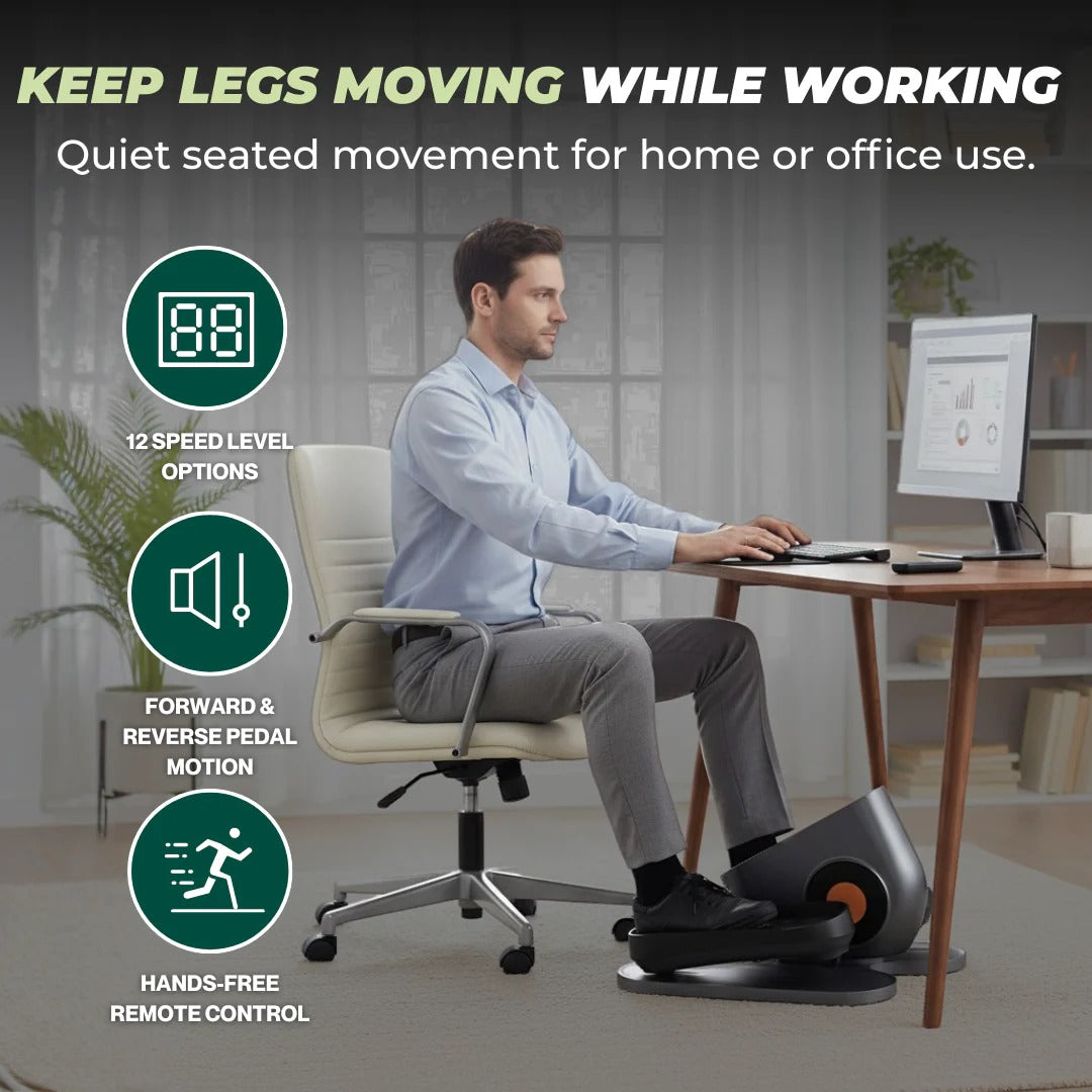 Under-Desk Elliptical Trainer with LCD Display and Remote Control