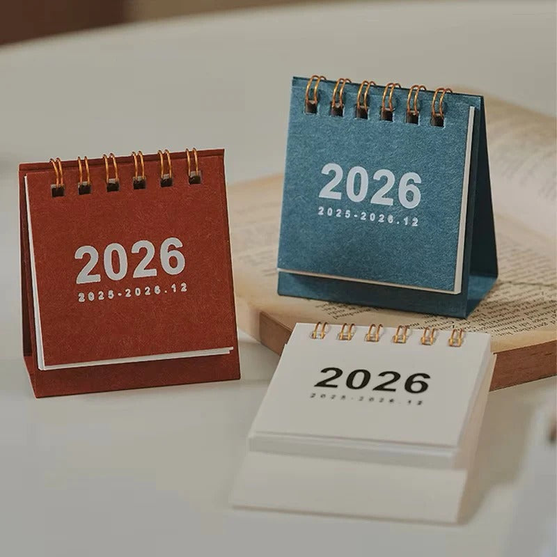 2026 Compact Desk Calendar with Integrated Stand for Easy Access