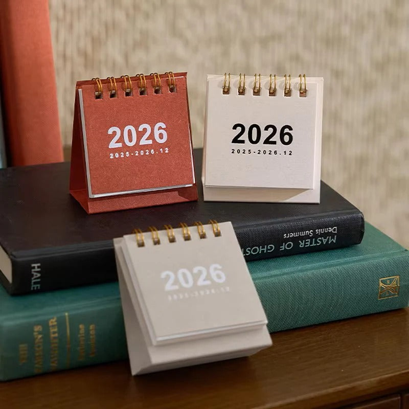 2026 Compact Desk Calendar with Integrated Stand for Easy Access