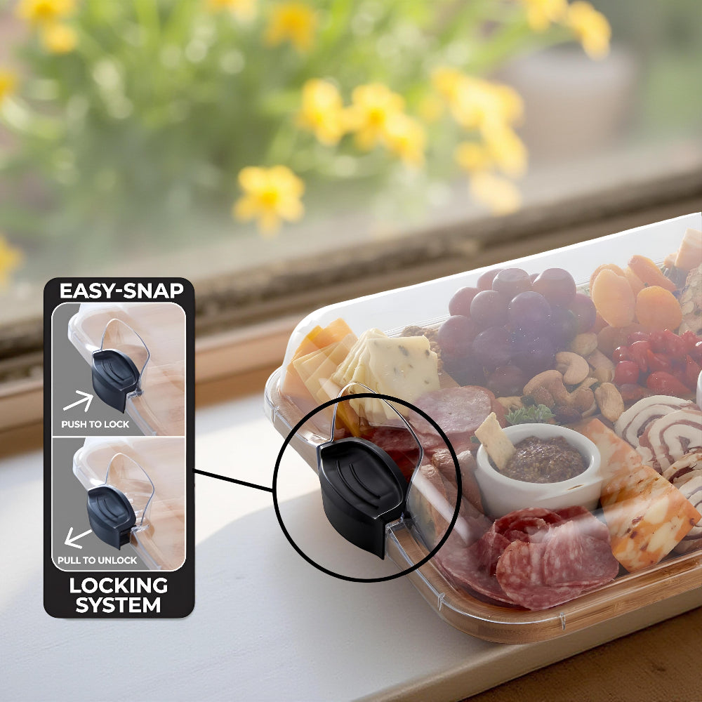 Versatile Bamboo Serving Board with Lockable Lid