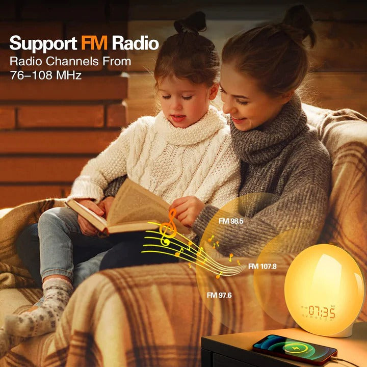 Gentle Dawn Alarm Clock with Natural Sounds and Smart Dimming