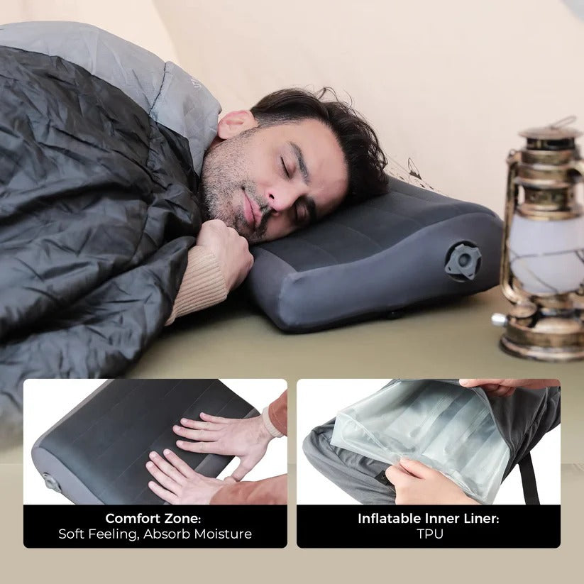 Compact Air Pillow for Camping with Adjustable Height and Washable Cover