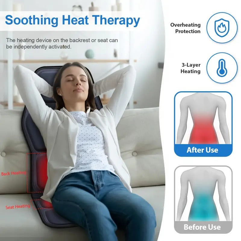 Therapeutic Back Massage Cushion with Heat and Vibration Support