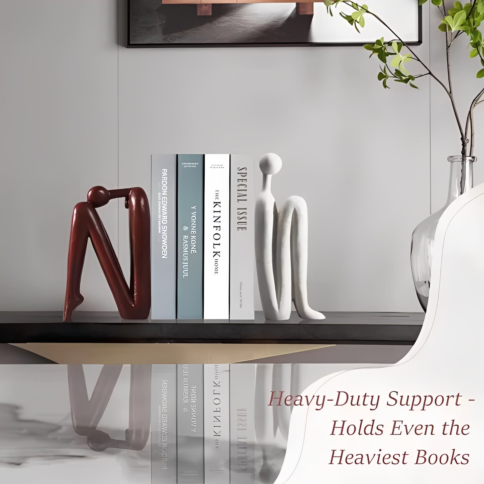 Stylish Resin Book Supports for Home and Office, Pair of 2
