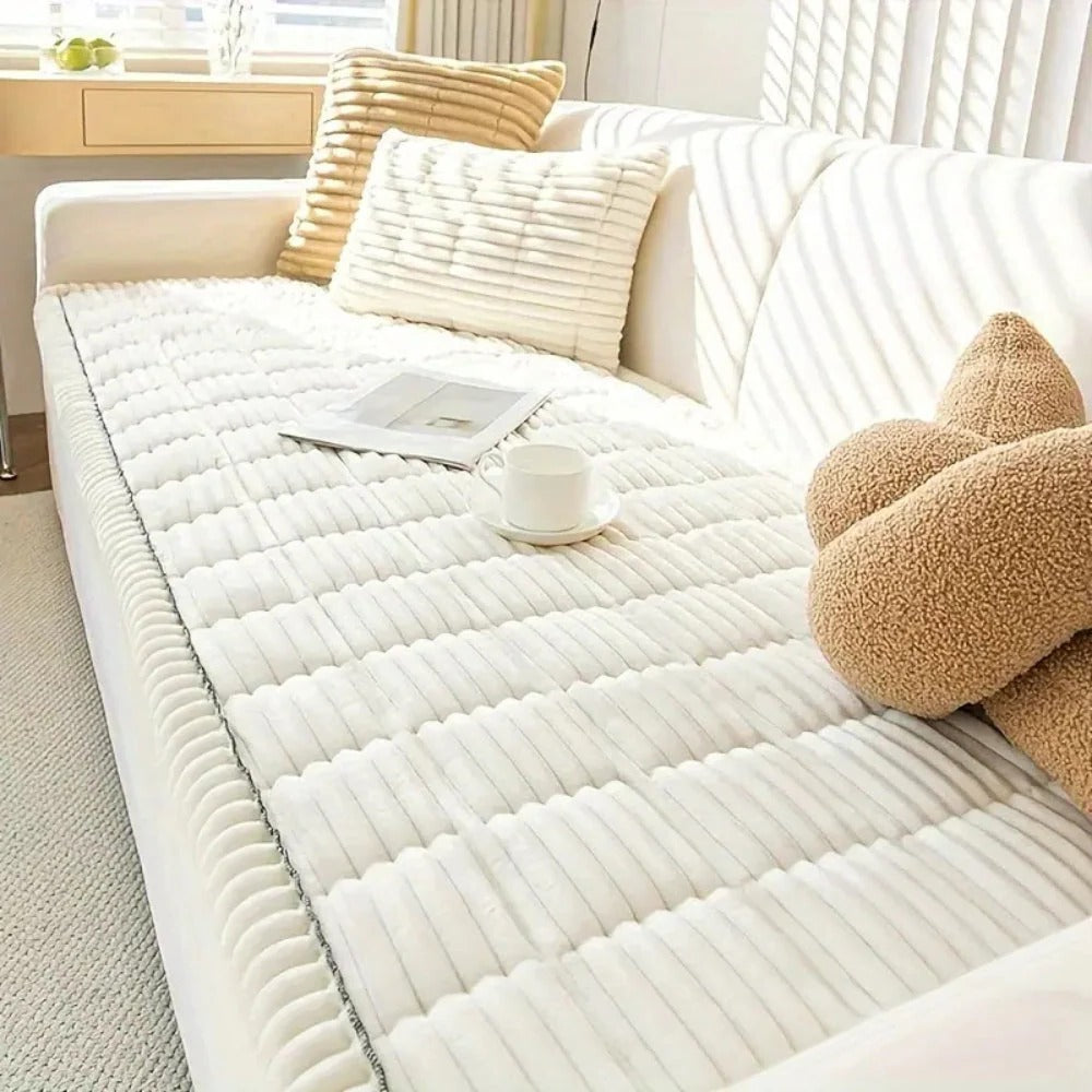 Soft Touch Sofa Protector with Elegant Pleated Edges