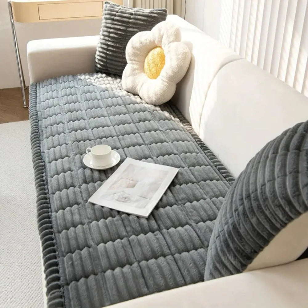 Soft Touch Sofa Protector with Elegant Pleated Edges