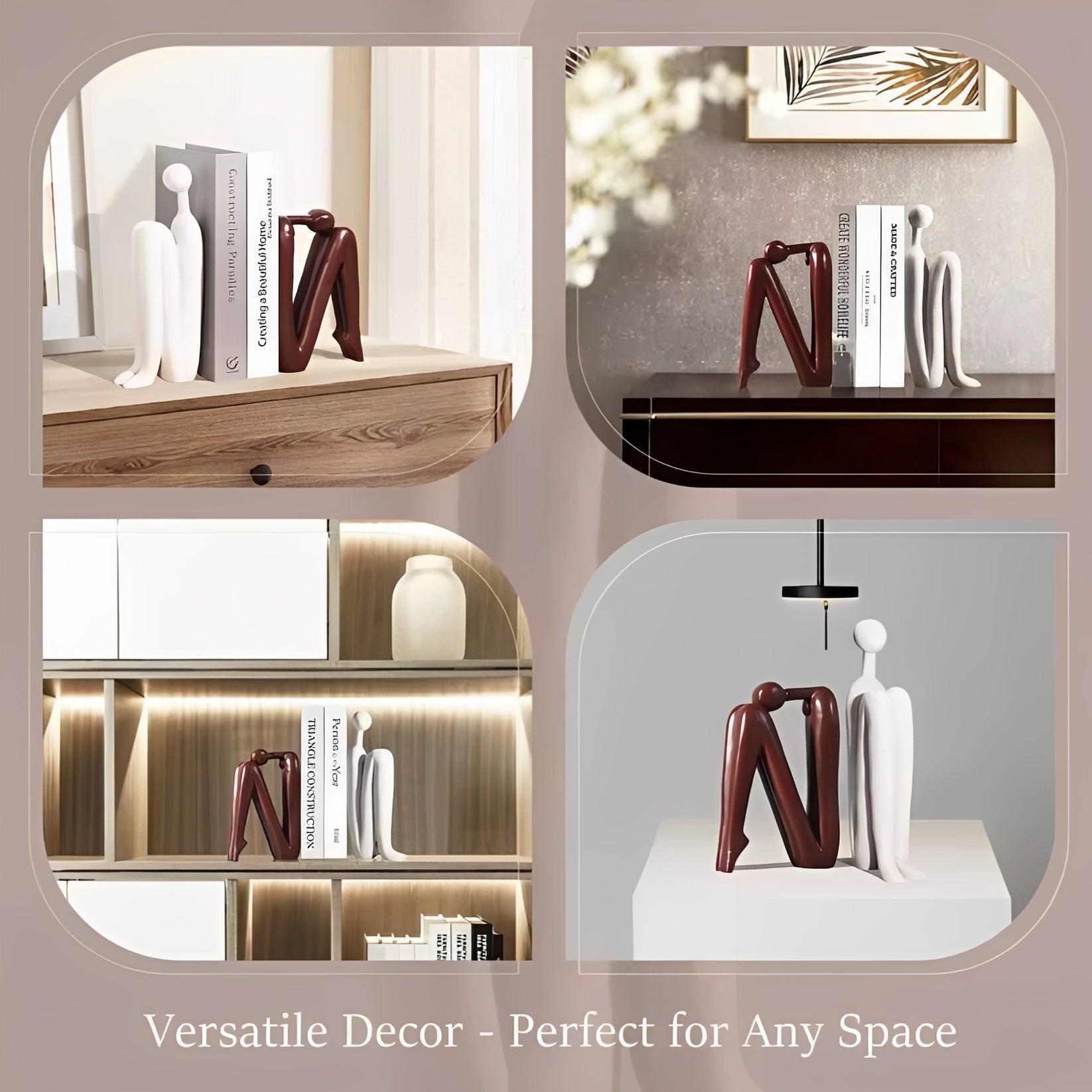 Stylish Resin Book Supports for Home and Office, Pair of 2