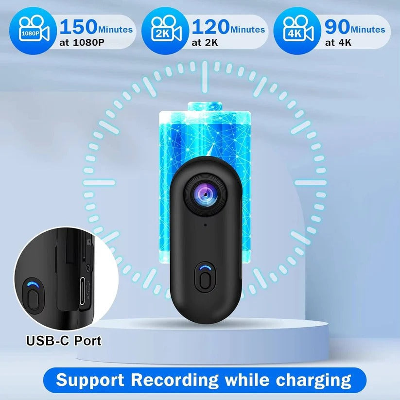 4K Magnetic Cycling Camera with 120° Wide-Angle Lens
