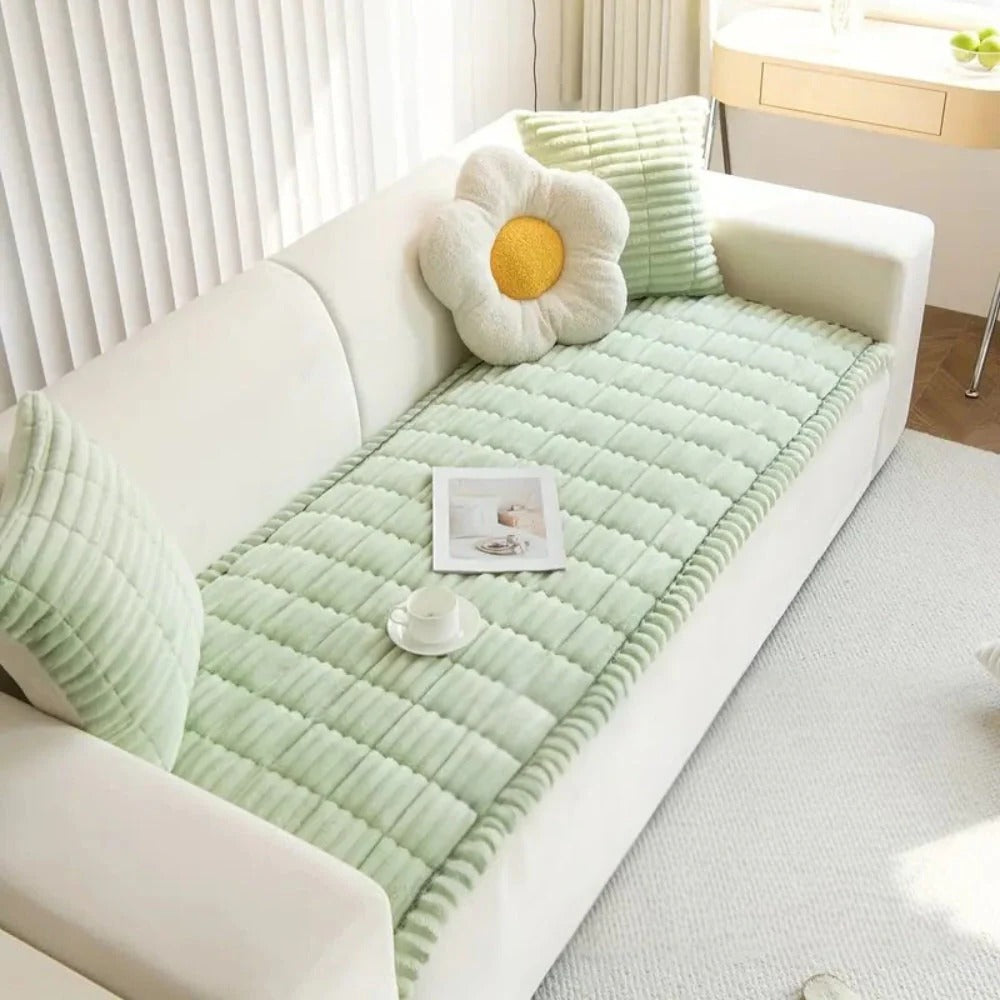 Soft Touch Sofa Protector with Elegant Pleated Edges
