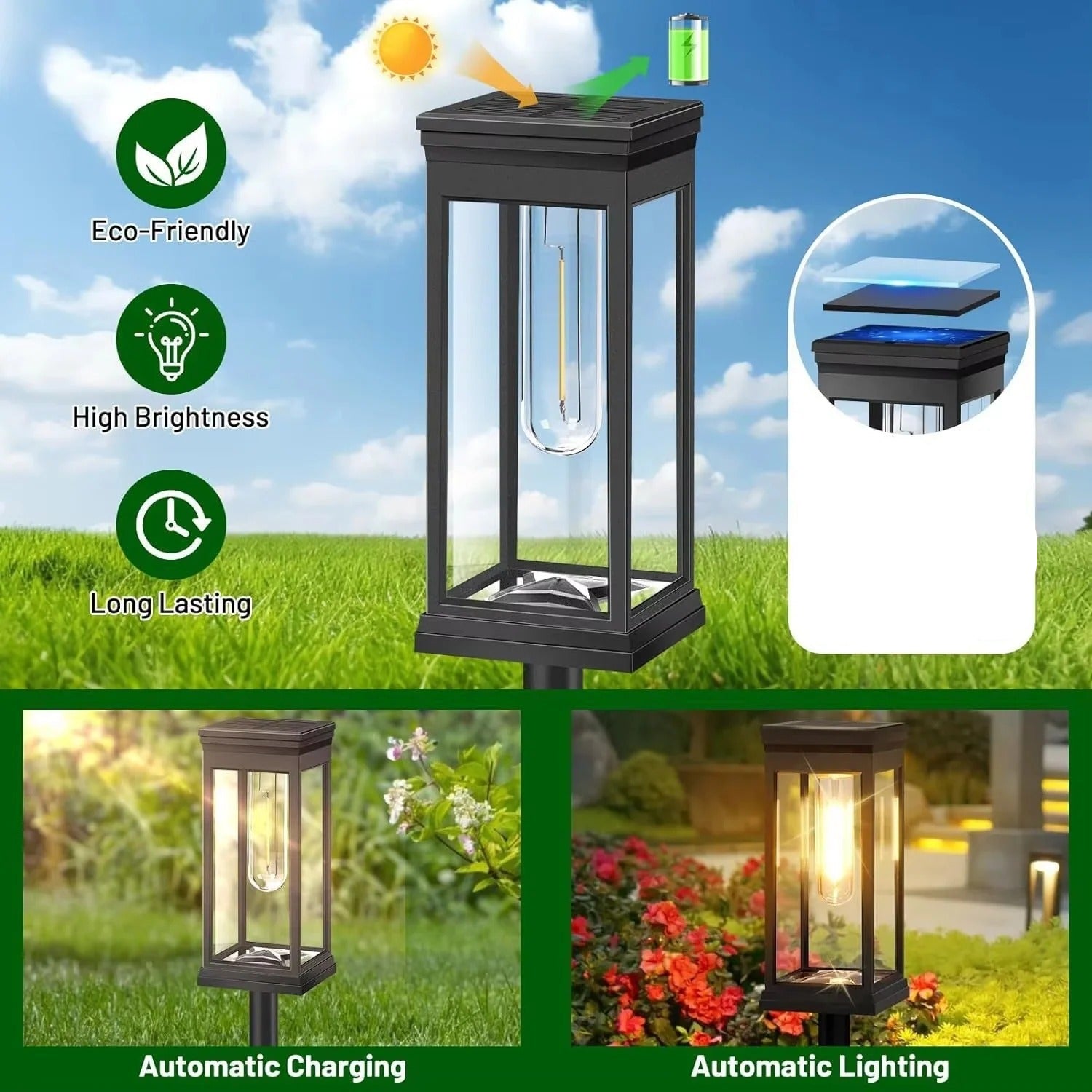 Eco-Friendly Solar Pathway Lights for Your Garden - Set of 2