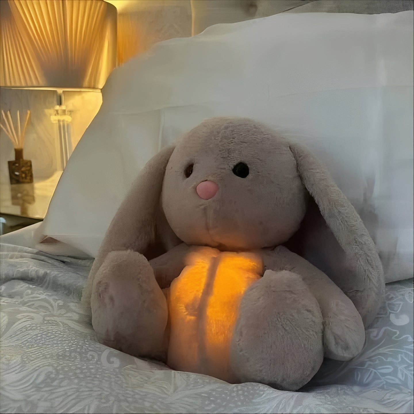 Cuddly Breathing Bunny with Gentle Glow and Soothing Sounds