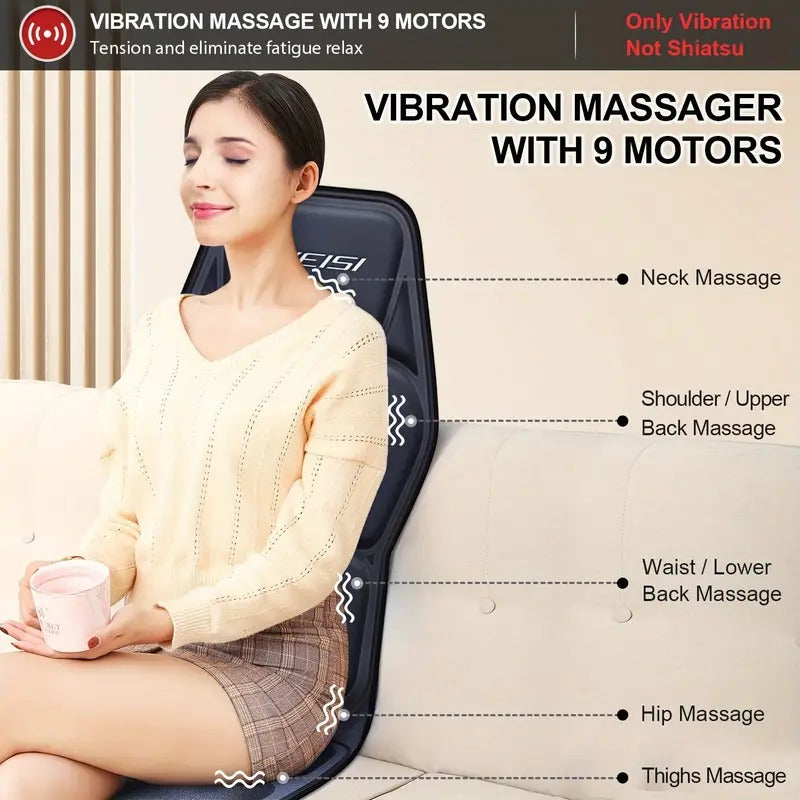 Therapeutic Back Massage Cushion with Heat and Vibration Support