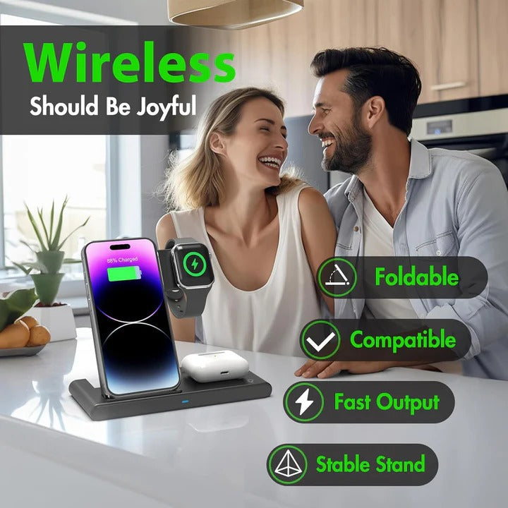 All-in-One Wireless Charger for Phones, Watches & Earbuds
