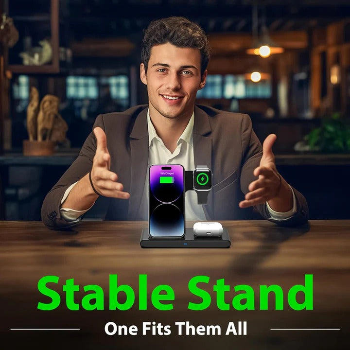 All-in-One Wireless Charger for Phones, Watches & Earbuds