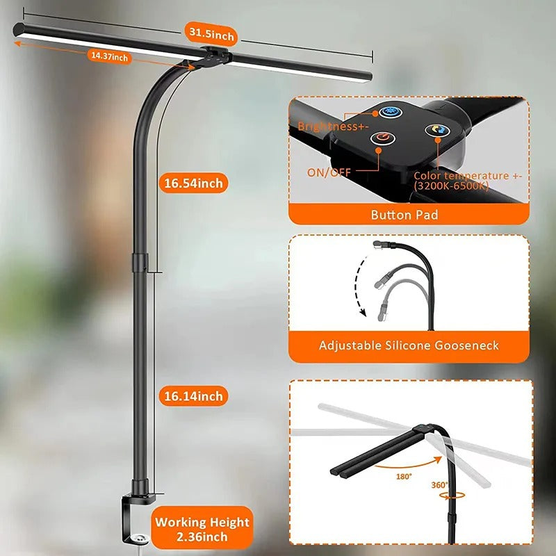 Versatile Dual-Head LED Desk Lamp for Optimal Lighting