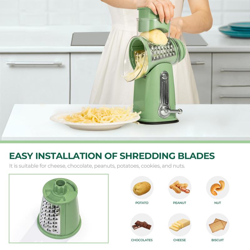 Interchangeable Blade Rotary Grater – Suction Cup Base