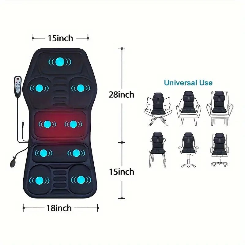 Therapeutic Back Massage Cushion with Heat and Vibration Support