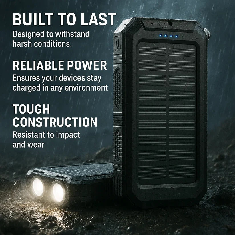 Waterproof Power Bank with 500000mAh Solar Charging Capacity
