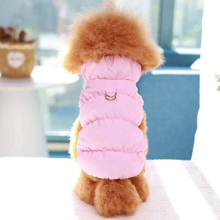 Cozy Winter Vest with Built-In Leash Connector for Pets