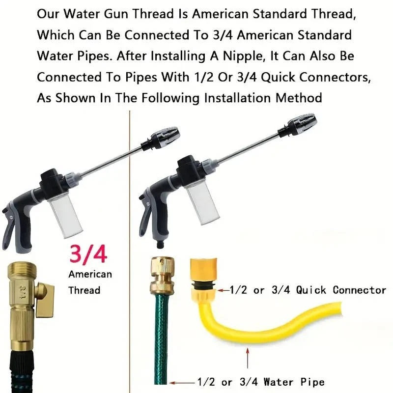 Premium Stainless Steel Long Reach Hose Nozzle with Versatile Spray Options