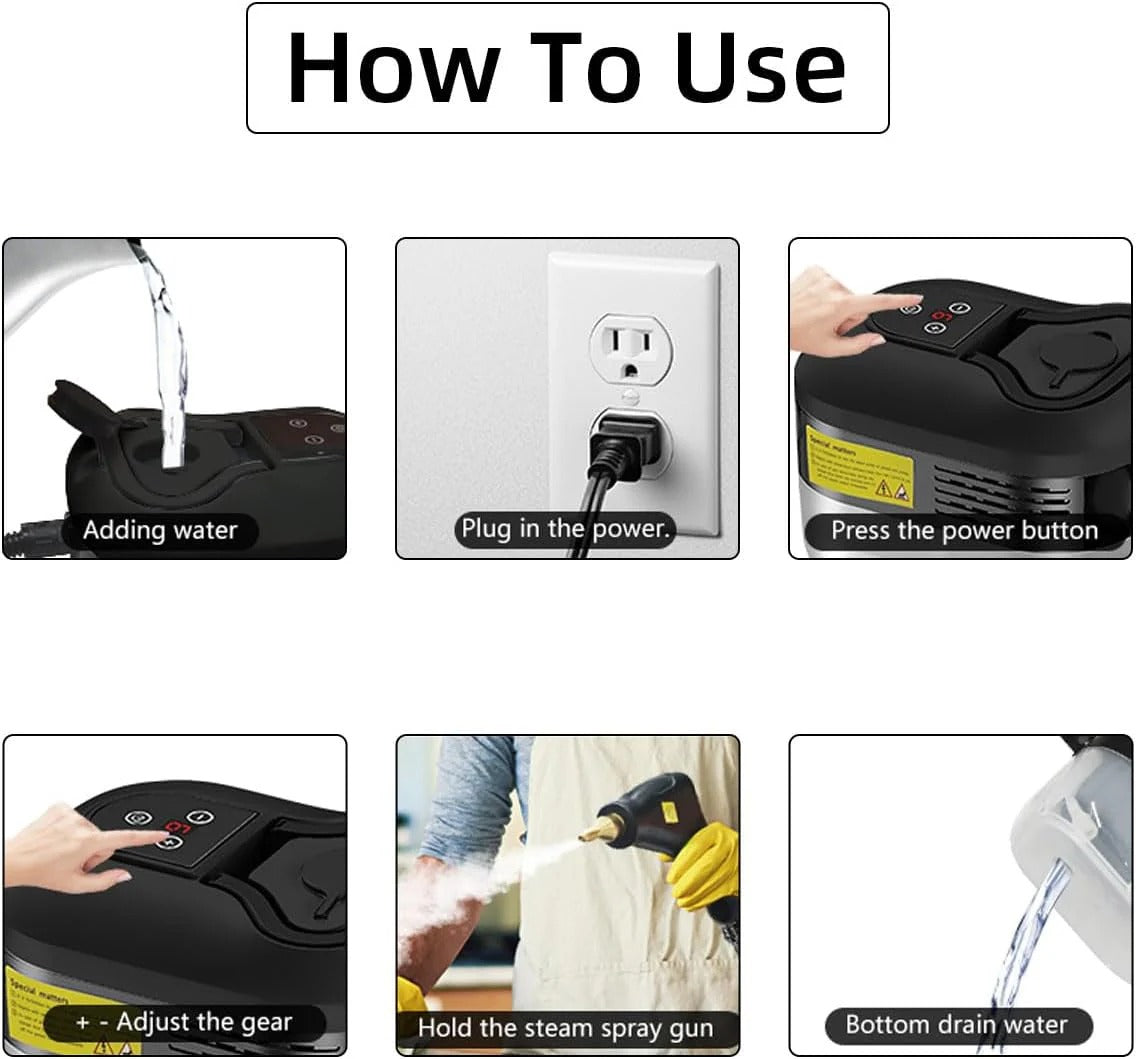2500W Ultra High-Pressure Steam Cleaning System with Protective Gear