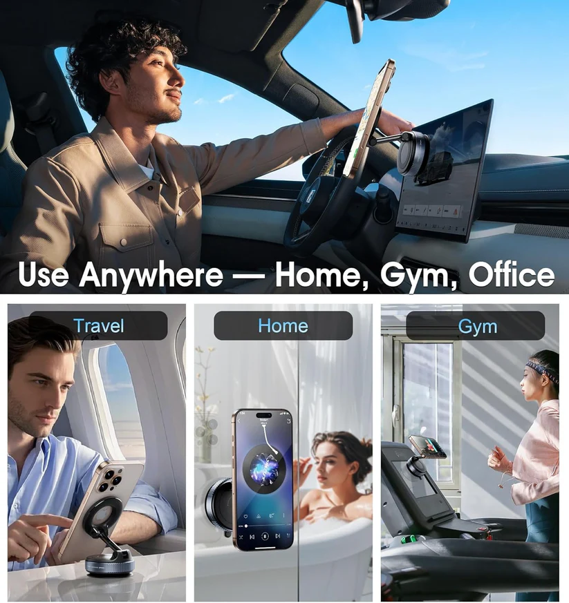 Compact Magnetic Car Phone Holder with 360-Degree Rotation
