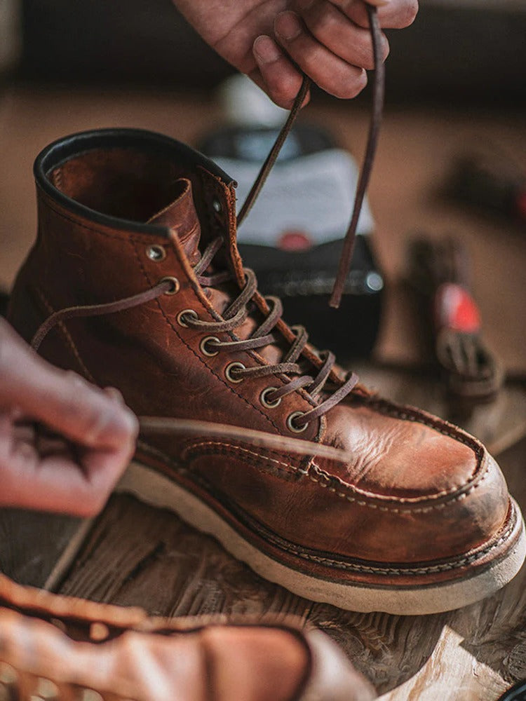 Durable Full Grain Leather Classic Work Boots for Men