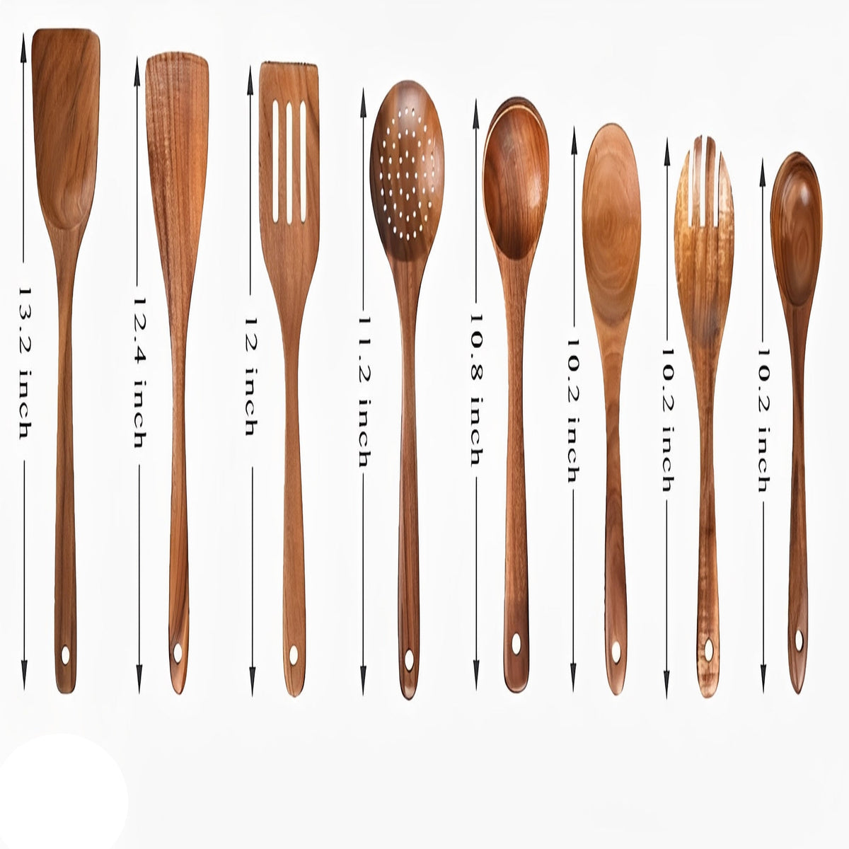 Premium Teak Wood Kitchen Utensil Set - 8 Essential Tools