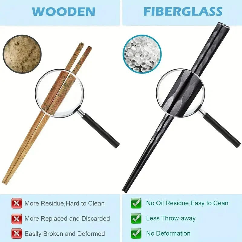 Eco-Friendly Chopstick Set – 5 Pairs with Textured Grip