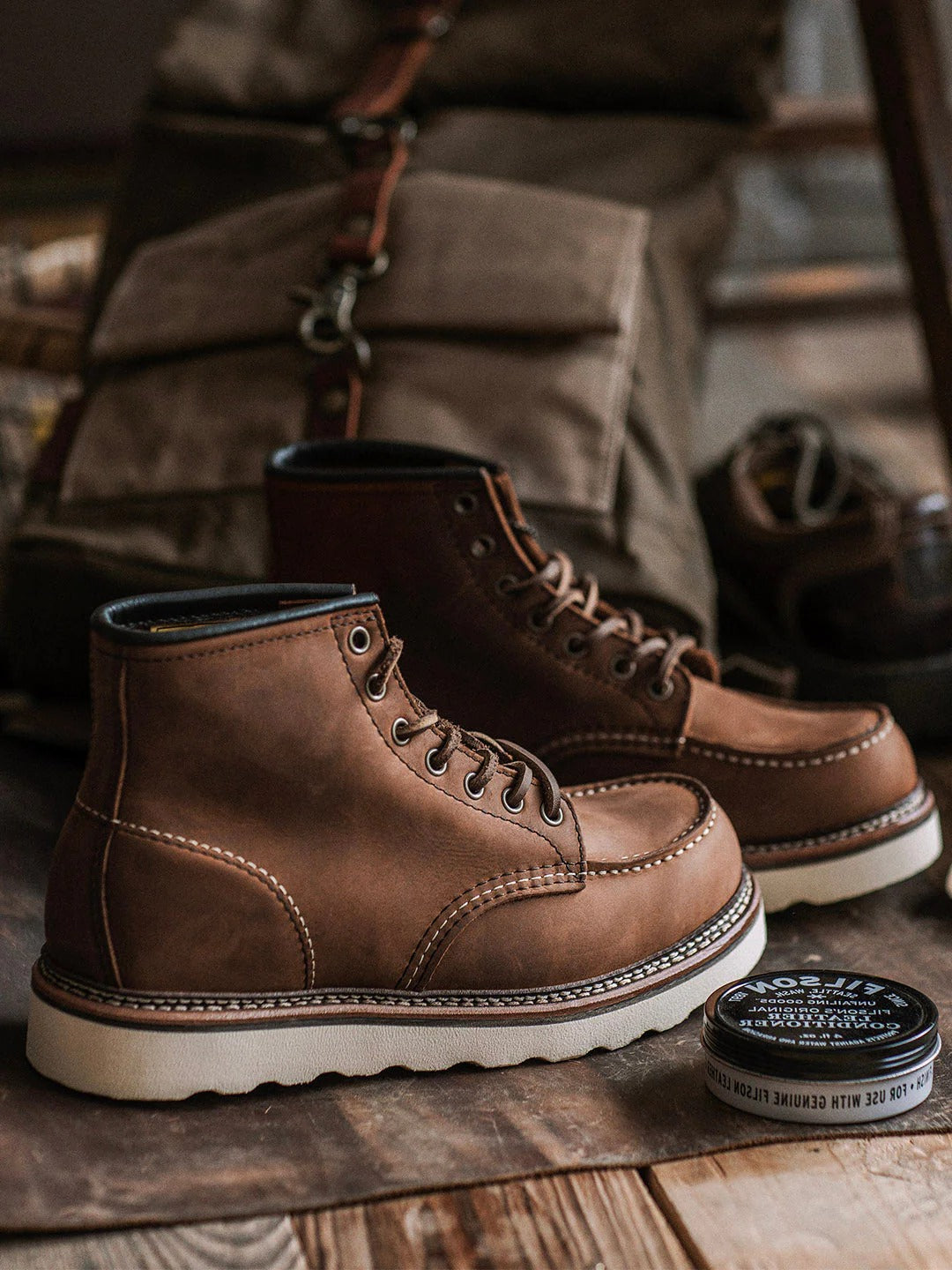 Durable Full Grain Leather Classic Work Boots for Men