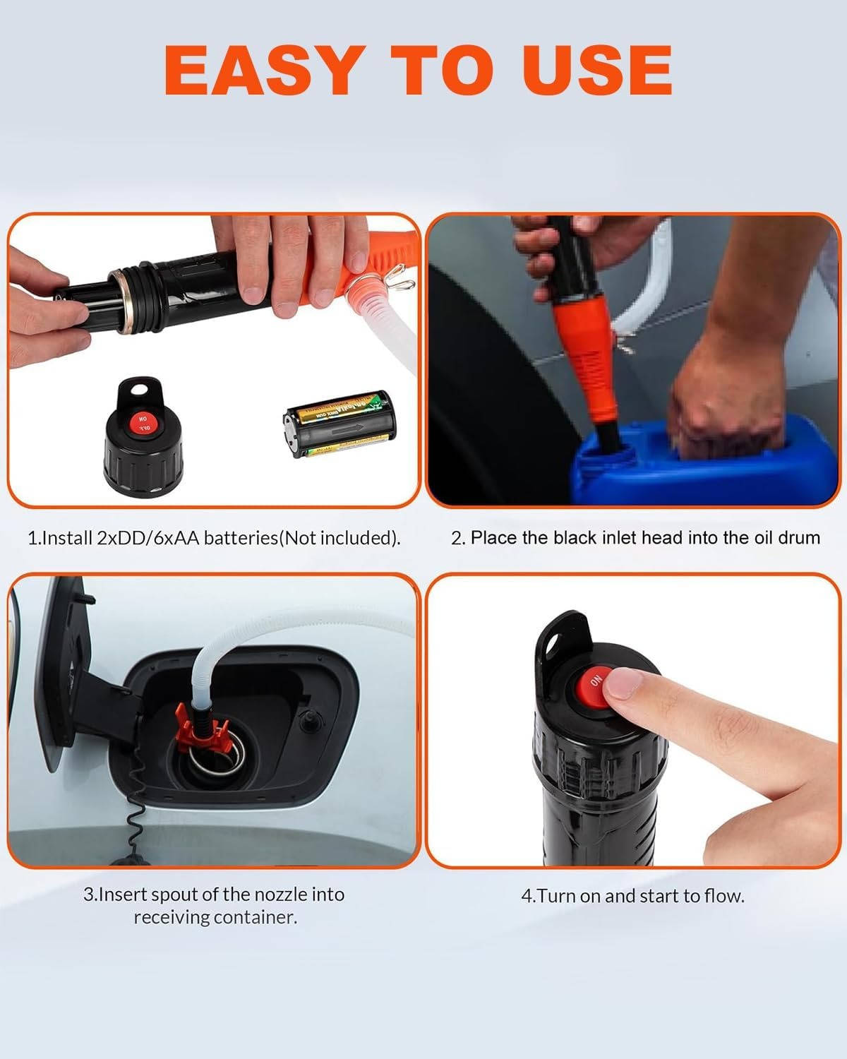 Electric Siphon Pump for Portable Transfer of Gas, Fuel, Diesel, Water