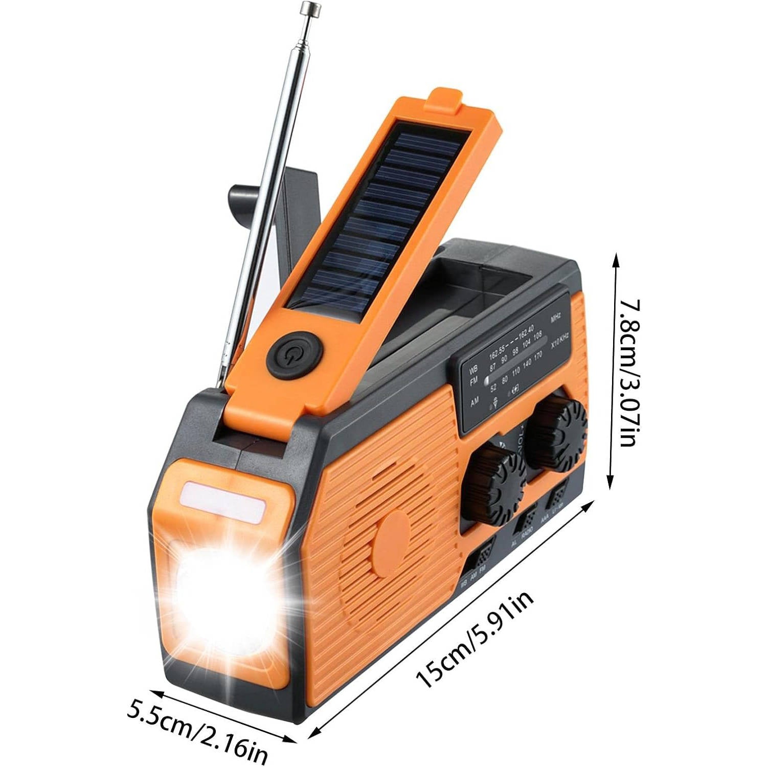 Emergency Radio with Solar and Hand Crank Power