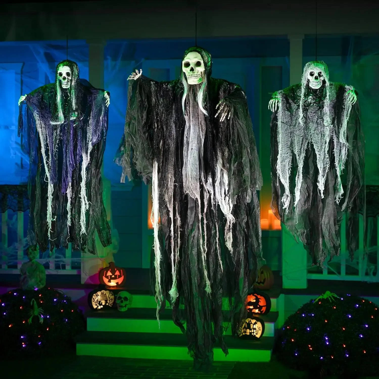 Set of Three Realistic Hanging Halloween Decorations for Indoor and Outdoor