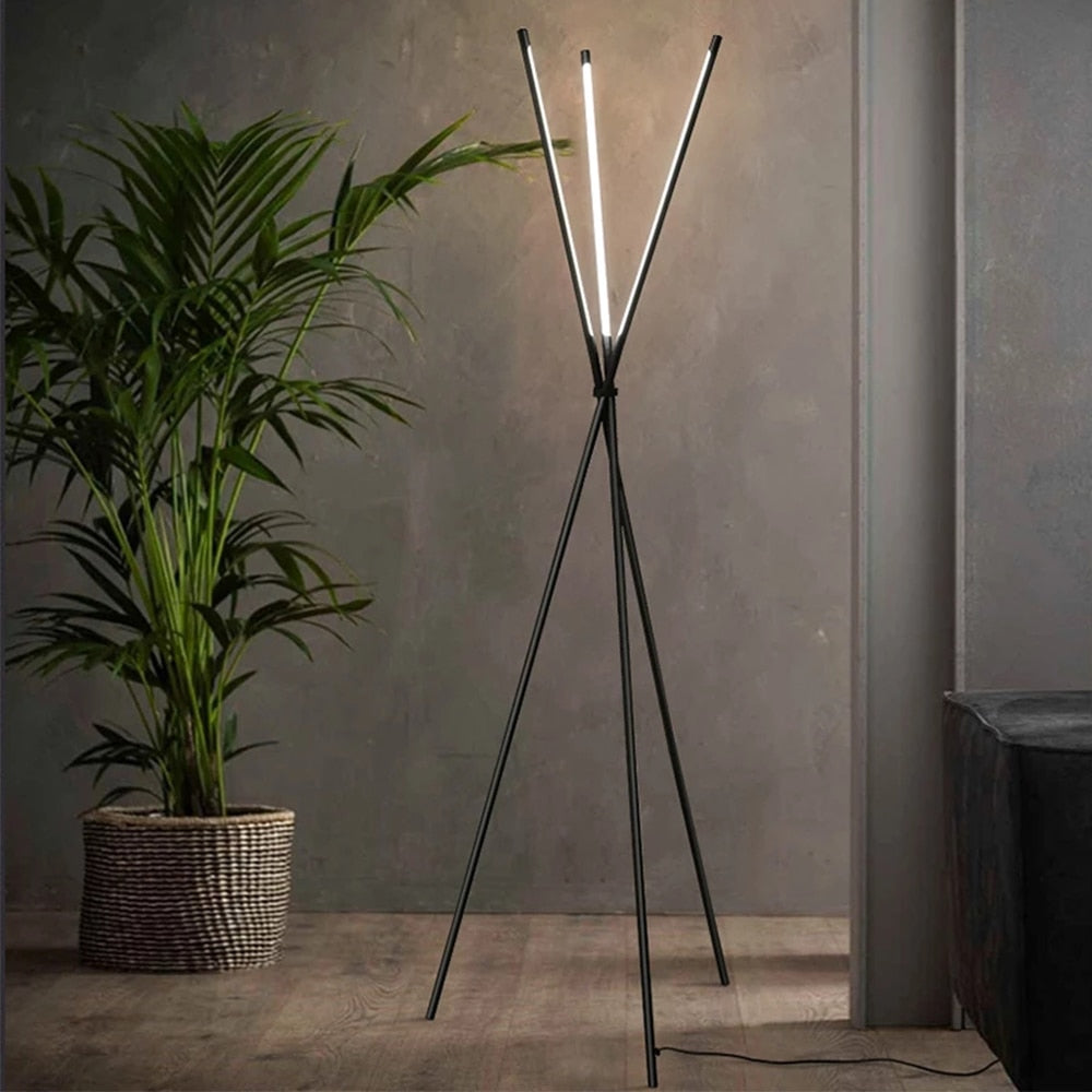 Taavita Floor Lamps | Modern, Aluminum, Minimalist, 3-Pronged Vertical, LED Floor Lamps