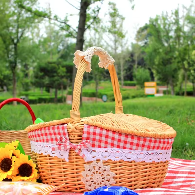Natural Fiber Picnic Baskets