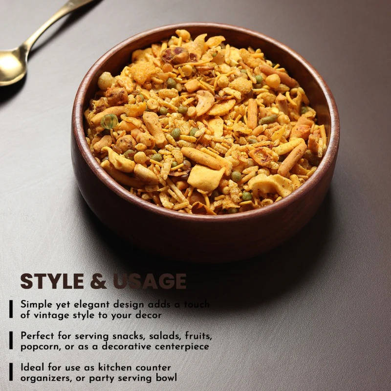 Natural Wooden Serving Bowls for Snacks and Meals