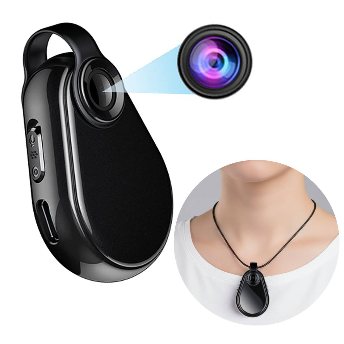 Stealth Recording Pendant with Audio and Video Capture