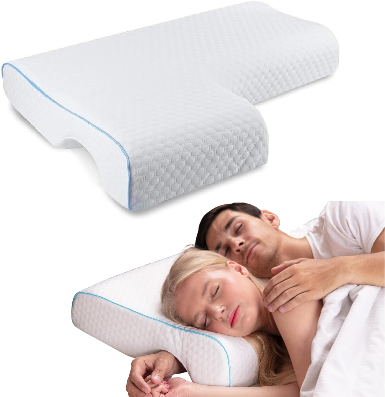 Couple's Orthopedic Pillow with Arm Tunnel for Comfortable Cuddling