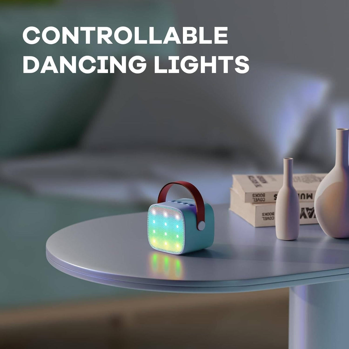 Portable Karaoke System Featuring 2 Cordless Microphones