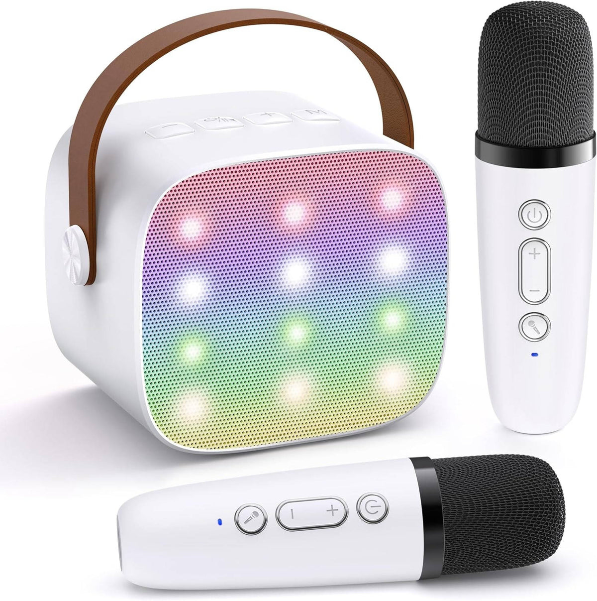 Portable Karaoke System Featuring 2 Cordless Microphones