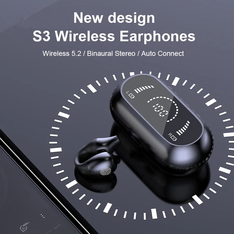 Bone Conduction Headphones with Wireless Ear Clip Design