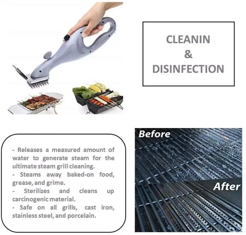 Outdoor BBQ Cleaning Brush with Steam for Charcoal Grills