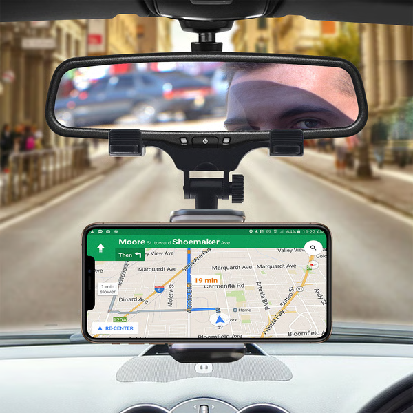 Versatile Phone Holder for Rear View Mirror Mounting