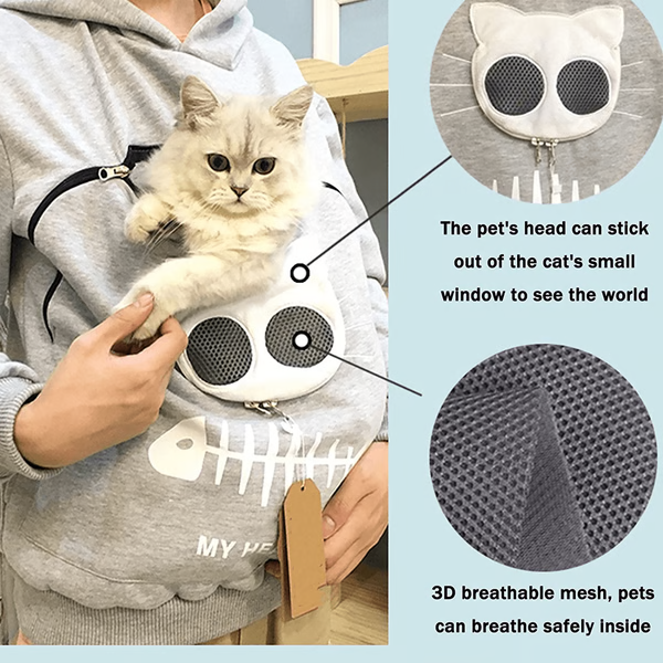 Feline Friend Hoodie with Cozy Pouch - The Ultimate Gift