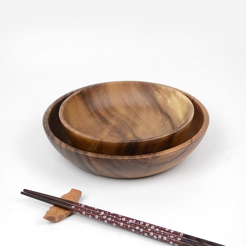 2-Piece Nut Brown Taavita Wooden Bowls Set