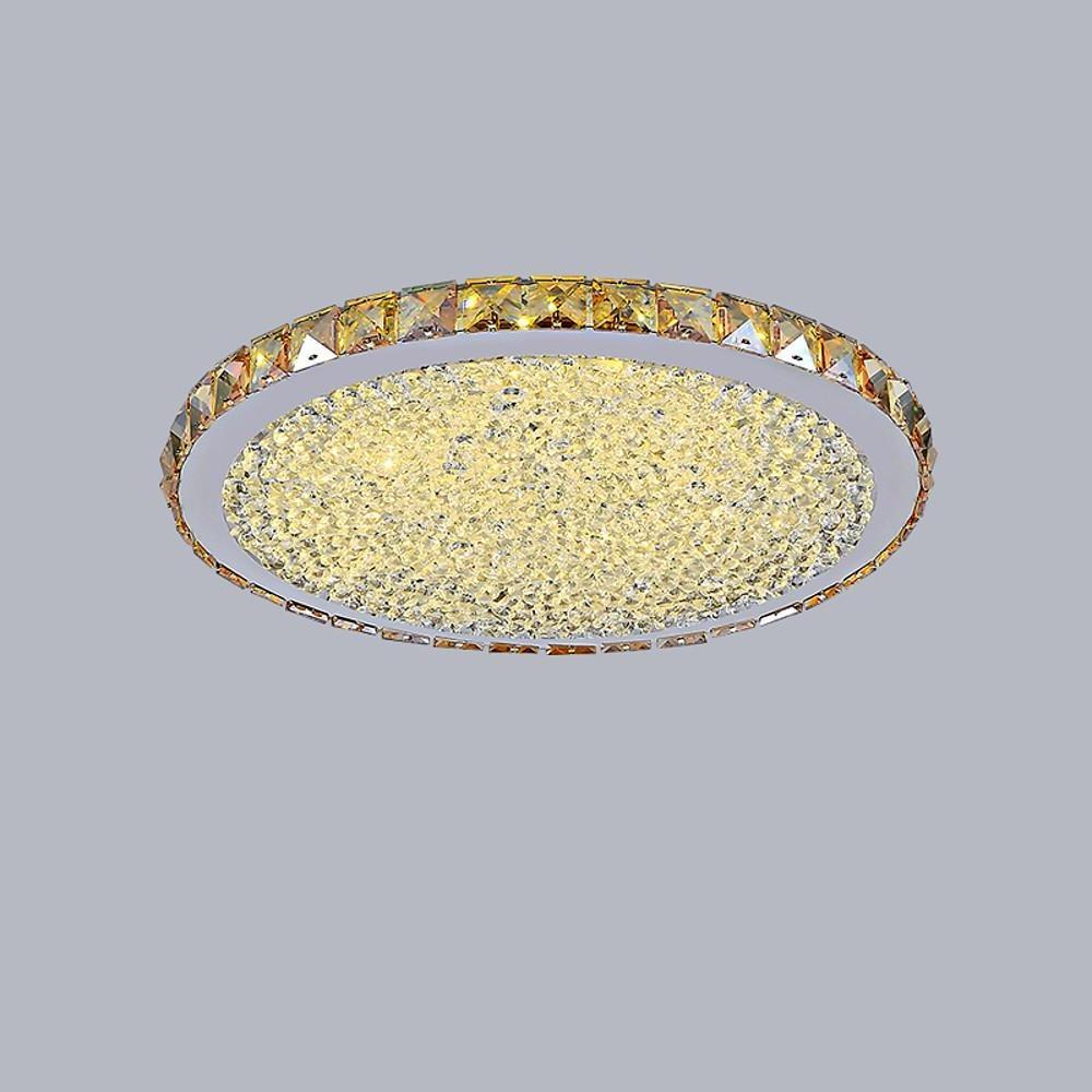 16'' Antique Painted Metal Crystal LED Modern Ceiling Light with Flush Mount Design