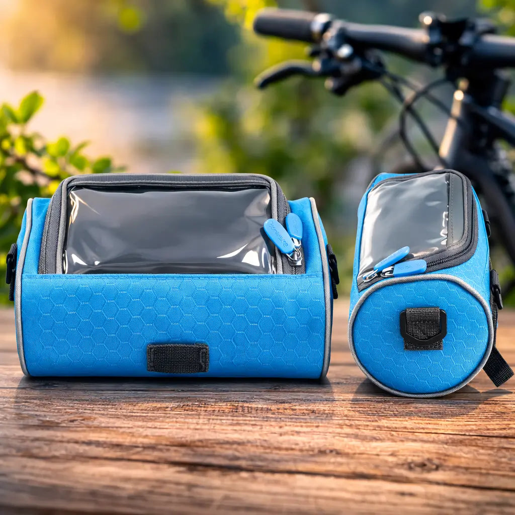 All-Weather Bike Handlebar Storage Bag with Touchscreen Access