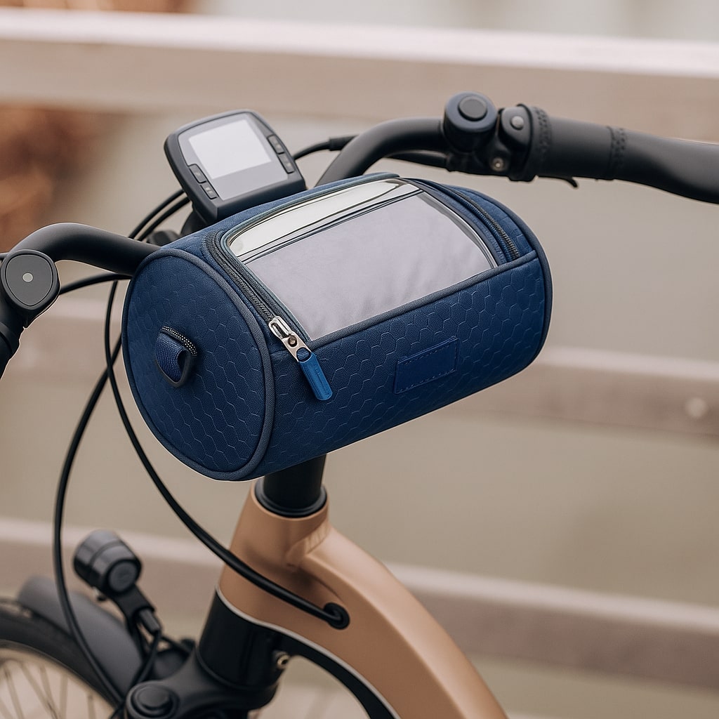 All-Weather Bike Handlebar Storage Bag with Touchscreen Access