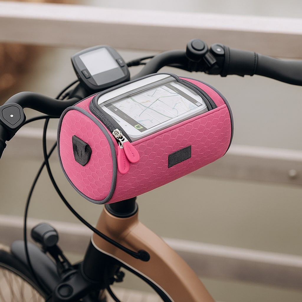 All-Weather Bike Handlebar Storage Bag with Touchscreen Access